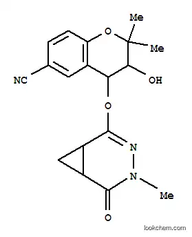 2H-1-Benzopyran-6-carbonitrile, 3,4-dihydro-2,2-dimethyl-3-hydroxy-4-((4-methyl-5-oxo-3,4-diazabicyclo(4.1.0)hept-2-en-2-yl)oxy)-