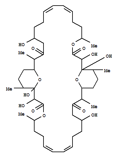 Molecular Structure of 156407-54-4 (4,25,43,44-Tetraoxatricyclo[37.3.1.118,22]tetratetraconta-8,10,29,31-tetraene-3,16,24,37-tetrone,1,2,14,22,23,35-hexahydroxy-5,17,21,26,38,42-hexamethyl- (9CI))