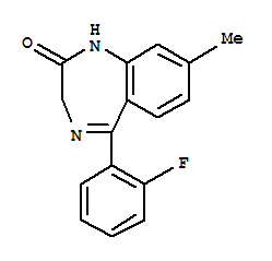Molecular Structure of 160954-15-4 (2H-1,4-Benzodiazepin-2-one,5-(2-fluorophenyl)-1,3-dihydro-8-methyl-)