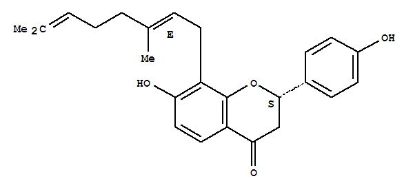 Molecular Structure of 162382-66-3 (4H-1-Benzopyran-4-one,8-[(2E)-3,7-dimethyl-2,6-octadien-1-yl]-2,3-dihydro-7-hydroxy-2-(4-hydroxyphenyl)-,(2S)-)