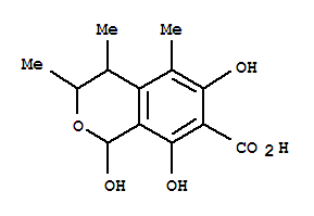 Molecular Structure of 162810-06-2 (1H-2-Benzopyran-7-carboxylicacid, 3,4-dihydro-1,6,8-trihydroxy-3,4,5-trimethyl-)