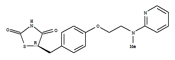 Molecular Structure of 163860-16-0 (2,4-Thiazolidinedione,5-[[4-[2-(methyl-2-pyridinylamino)ethoxy]phenyl]methyl]-, (5R)-)