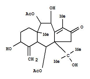 Molecular Structure of 164124-35-0 (Benz[f]azulen-2(3H)-one,4,9-bis(acetyloxy)-3a,4,4a,5,6,7,8,8a,9,10-decahydro-6,10-dihydroxy-3a-(1-hydroxy-1-methylethyl)-1,8a-dimethyl-5-methylene-,(3aR,4S,4aR,6S,8aR,9R,10R)- (9CI))
