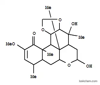 Molecular Structure of 164416-31-3 (Picras-2-en-1-one,13,16-dihydroxy-2-methoxy-11,12-[methylenebis(oxy)]-, (11a,12b)- (9CI))