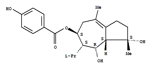 Molecular Structure of 168482-86-8 (Benzoic acid,4-hydroxy-,(1S,6S,7S,8R,8aS)-1,2,3,5,6,7,8,8a-octahydro-1,8-dihydroxy-1,4-dimethyl-7-(1-methylethyl)-6-azulenylester)