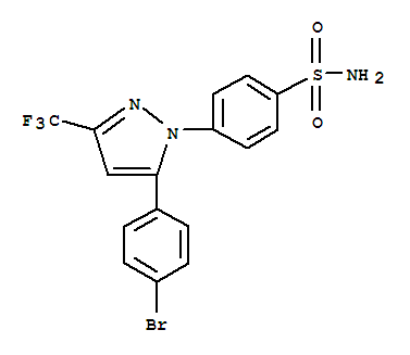 Molecular Structure of 170569-93-4 (Benzenesulfonamide,4-[5-(4-bromophenyl)-3-(trifluoromethyl)-1H-pyrazol-1-yl]-)