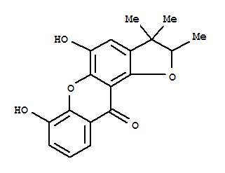 Molecular Structure of 175617-27-3 (11H-Furo[2,3-a]xanthen-11-one,2,3-dihydro-5,7-dihydroxy-2,3,3-trimethyl-)