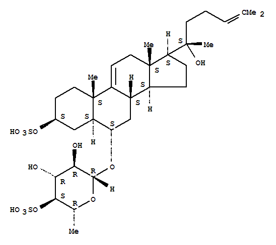 Molecular Structure of 178200-90-3 (b-D-Glucopyranoside, (3b,5a,6a)-20-hydroxy-3-(sulfooxy)cholesta-9(11),24-dien-6-yl 6-deoxy-, 4-(hydrogensulfate) (9CI))