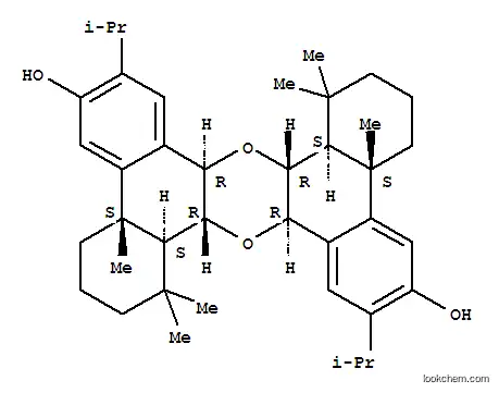 Molecular Structure of 180962-42-9 (Diphenanthro[9,10-b:9',10'-e][1,4]dioxin-3,12-diol,4b,5,6,7,8,8a,8b,9a,13b,14,15,16,17,17a,17b,18a-hexadecahydro-4b,8,8,13b,17,17-hexamethyl-2,11-bis(1-methylethyl)-,(4bS,8aS,8bR,9aR,13bS,17aS,17bR,18aR)- (9CI))
