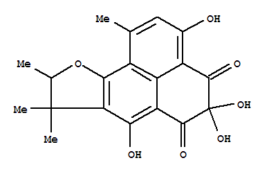 Molecular Structure of 183626-55-3 (4H-Phenaleno[1,2-b]furan-4,6(5H)-dione,8,9-dihydro-3,5,5,7-tetrahydroxy-1,8,8,9-tetramethyl- (9CI))