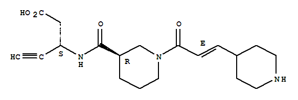 Molecular Structure of 183805-76-7 (4-Pentynoic acid,3-[[[(3R)-1-[(2E)-1-oxo-3-(4-piperidinyl)-2-propen-1-yl]-3-piperidinyl]carbonyl]amino]-,(3S)-)