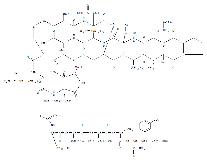 Molecular Structure of 184688-00-4 (L-Methioninamide,L-cysteinyl-L-asparaginyl-L-cysteinyl-L-lysyl-L-alanyl-L-prolyl-L-a-glutamyl-L-threonyl-L-lysyl-L-leucyl-L-cysteinyl-L-arginyl-L-methionyl-L-leucyl-L-cysteinyl-L-phenylalanyl-L-lysyl-L-phenylalanyl-L-tyrosyl-,cyclic (1®11),(3®15)-bis(disulfide) (9CI))