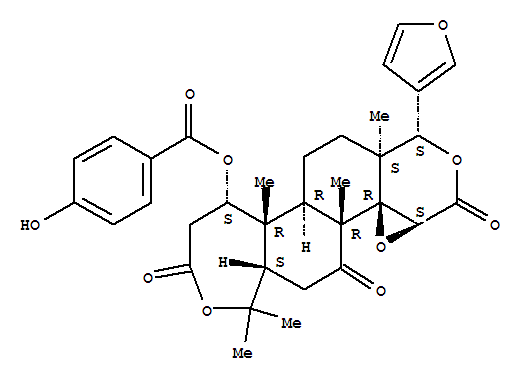 Molecular Structure of 194300-81-7 (Benzoic acid,4-hydroxy-,(1S,3aS,4aR,4bR,6aS,11S,11aR,11bR,13aS)-1-(3-furanyl)hexadecahydro-4b,7,7,11a,13a-pentamethyl-3,5,9-trioxooxireno[4',5']pyrano[4',3':5,6]naphth[2,1-c]oxepin-11-ylester)