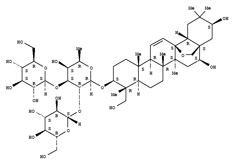 Molecular Structure of 197633-44-6 (b-D-Galactopyranoside, (3b,4a,16b,21b)-13,28-epoxy-16,21,23-trihydroxyolean-11-en-3-ylO-b-D-glucopyranosyl-(1®2)-O-[b-D-glucopyranosyl-(1®3)]-6-deoxy- (9CI))