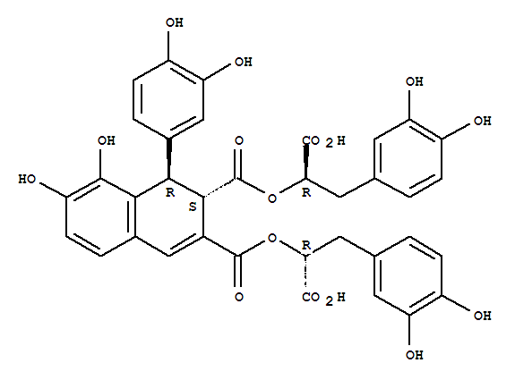 Molecular Structure of 199433-62-0 (2,3-Naphthalenedicarboxylicacid, 1-(3,4-dihydroxyphenyl)-1,2-dihydro-7,8-dihydroxy-,2,3-bis[(1R)-1-carboxy-2-(3,4-dihydroxyphenyl)ethyl] ester, (1R,2S)-)