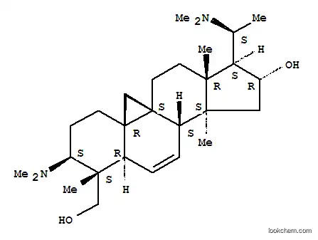 Molecular Structure of 2124-69-8 (9,19-Cyclopregn-6-ene-4-methanol,3,20-bis(dimethylamino)-16-hydroxy-4,14-dimethyl-, (3b,4a,5a,16a,20S)- (9CI))