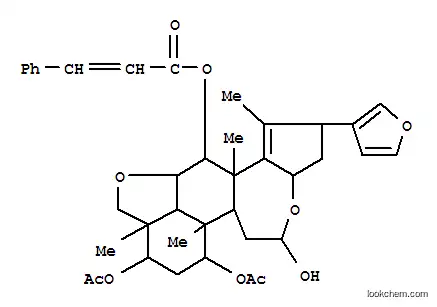 Molecular Structure of 24480-42-0 (2-Propenoic acid,3-phenyl-,7,9-bis(acetyloxy)-2-(3-furanyl)-3,3a,6,6a,6b,7,8,9,9a,10,11a,11b,12,12a-tetradecahydro-5-hydroxy-1,6b,9a,12a-tetramethyl-2H,5H-cyclopent[a]isobenzofuro[7,1-gh][3]benzoxepin-12-ylester (9CI))