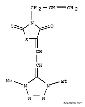 Molecular Structure of 24738-19-0 (3-allyl-5-[(1-ethyl-1,4-dihydro-4-methyl-5H-tetrazol-5-ylidene)ethylidene]-2-thioxothiazolidin-4-one)