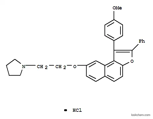 Molecular Structure of 25439-33-2 (1-(2-{[1-(4-methoxyphenyl)-2-phenylnaphtho[2,1-b]furan-8-yl]oxy}ethyl)pyrrolidine hydrochloride (1:1))