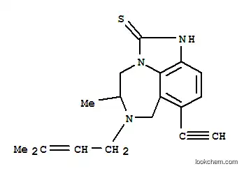 Molecular Structure of 257891-70-6 (8-ethynyl-5-methyl-6-(3-methylbut-2-en-1-yl)-4,5,6,7-tetrahydroimidazo[4,5,1-jk][1,4]benzodiazepine-2(1H)-thione)