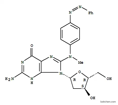 Molecular Structure of 34627-83-3 (Guanosine,2'-deoxy-8-[methyl[4-(phenylazo)phenyl]amino]- (9CI))