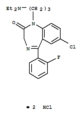 2H-1,4-Benzodiazepin-2-one,7-chloro-1-[3-(diethylamino)propyl]-5-(2-fluorophenyl)-1,3-dihydro-,hydrochloride (1:2)