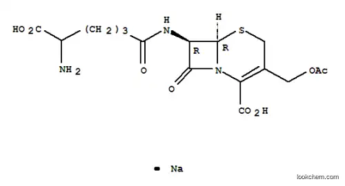 Molecular Structure of 51263-08-2 (5-Thia-1-azabicyclo[4.2.0]oct-2-ene-2-carboxylicacid, 3-[(acetyloxy)methyl]-7-[(5-amino-5-carboxy-1-oxopentyl)amino]-8-oxo-,monosodium salt, [6R-(6a,7b)]- (9CI))