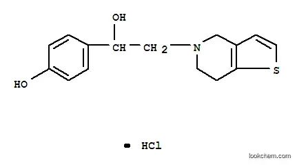 Molecular Structure of 53885-59-9 (4-[2-(6,7-dihydrothieno[3,2-c]pyridin-5(4H)-yl)-1-hydroxyethyl]phenol hydrochloride)