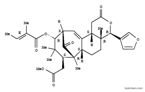 Molecular Structure of 70022-91-2 (7,11-Methano-2H-cycloocta[f][2]benzopyran-8-aceticacid,4-(3-furanyl)-1,4,4a,5,6,6a,7,8,9,10,11,12b-dodecahydro-4a,7,9,9-tetramethyl-10-[[(2E)-2-methyl-1-oxo-2-buten-1-yl]oxy]-2,13-dioxo-,methyl ester, (4R,4aR,6aS,7R,8S,10R,11S,12bS)-)