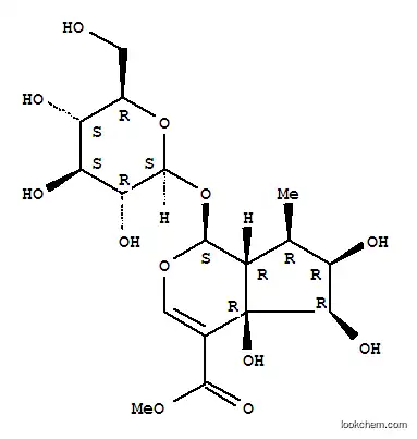 Molecular Structure of 70095-21-5 (methyl (1S,4aR,5R,6R,7R,7aR)-1-(hexopyranosyloxy)-4a,5,6-trihydroxy-7-methyl-1,4a,5,6,7,7a-hexahydrocyclopenta[c]pyran-4-carboxylate)