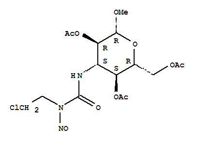 b-D-Glucopyranoside, methyl3-[[[(2-chloroethyl)nitrosoamino]carbonyl]amino]-3-deoxy-, 2,4,6-triacetate cas  74751-37-4