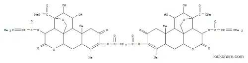 Molecular Structure of 80096-78-2 (bis{11,12-dihydroxy-21-methoxy-15-[(3-methylbut-2-enoyl)oxy]-2,16,21-trioxo-13,20-epoxypicras-3-en-3-yl} propanedioate)