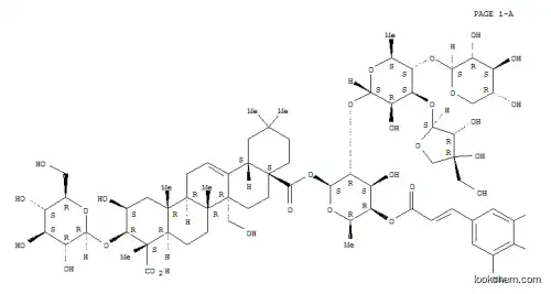 Olean-12-ene-23,28-dioicacid, 3-(b-D-glucopyranosyloxy)-2,27-dihydroxy-,28-[O-D-apio-b-D-furanosyl-(1®3)-O-[b-D-xylopyranosyl-(1®4)]-O-6-deoxy-a-L-mannopyranosyl-(1®2)-6-deoxy-4-O-[1-oxo-3-(3,4,5-trimethoxyphenyl)-2-propenyl]-b-D-galactopyranosyl] ester, (2b,3b,4a)-