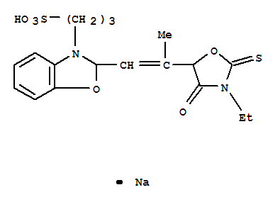 3(2H)-Benzoxazolepropanesulfonicacid, 2-[2-(3-ethyl-4-oxo-2-thioxo-5-oxazolidinyl)-1-propen-1-yl]-, sodium salt(1:1)