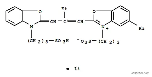 Molecular Structure of 81424-68-2 (hydrogen 5-phenyl-3-(3-sulphonatopropyl)-2-[2-[[3-(3-sulphonatopropyl)-3H-benzoxazol-2-ylidene]methyl]but-1-enyl]benzoxazolium, lithium salt)