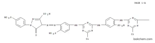 Molecular Structure of 84434-55-9 (1H-Pyrazole-3-carboxylicacid,4,4'-[(2-sulfo-1,4-phenylene)bis[imino(6-chloro-1,3,5-triazine-4,2-diyl)imino(6-sulfo-3,1-phenylene)azo]]bis[4,5-dihydro-5-oxo-1-(4-sulfophenyl)-(9CI))