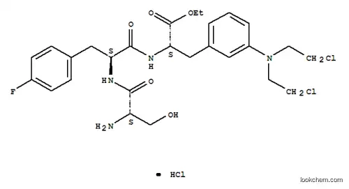 Molecular Structure of 84434-77-5 (ethyl 3-[bis(2-chloroethyl)amino]-N-(4-fluoro-N-L-seryl-3-phenyl-L-alanyl)-3-phenyl-L-alaninate monohydrochloride)