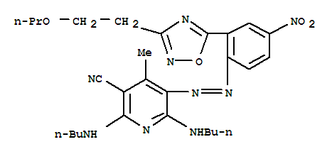 2,6-BIS(BUTYLAMINO)-4-METHYL-5-[[4-NITRO-2-[3-(2-PROPOXYETHYL)-1,2,4-OXADIAZOL-5-YL]PHENYL]AZO]NICOTINONITRILE