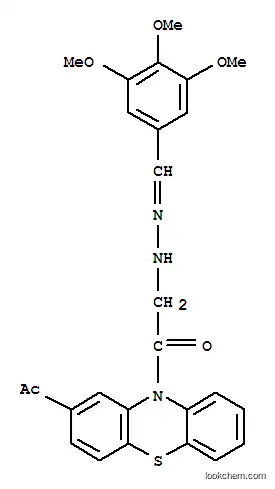 Molecular Structure of 89258-15-1 (1-(2-acetyl-10H-phenothiazin-10-yl)-2-[(2E)-2-(2,3,4-trimethoxybenzylidene)hydrazinyl]ethanone)