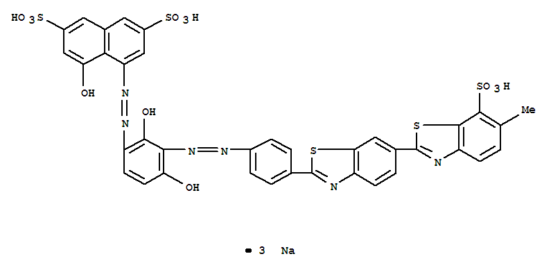 2,7-Naphthalenedisulfonicacid,4-[2-[2,4-dihydroxy-3-[2-[4-(6-methyl-7-sulfo[2,6'-bibenzothiazol]-2'-yl)phenyl]diazenyl]phenyl]diazenyl]-5-hydroxy-,sodium salt (1:3)