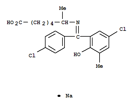 Heptanoic acid,6-[[(5-chloro-2-hydroxy-3-methylphenyl)(4-chlorophenyl)methylene]amino]-,sodium salt (1:1)