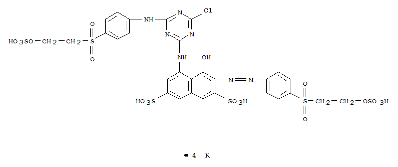 2,7-NAPHTHALENEDISULFONIC ACID 5-[[4-CHLORO-6-[[4-[[2-(SULFOOXY)ETHYL]SULFONYL]PHENYL]AMINO]-1,3,5-TRIAZIN-2-YL]AMINO]-4-HYDROXY-3-[[4-[[2-(SULFOOXY)ETHYL]SULFONYL]PHENYL]AZO]-,TETRAPOTASSIUM SALT