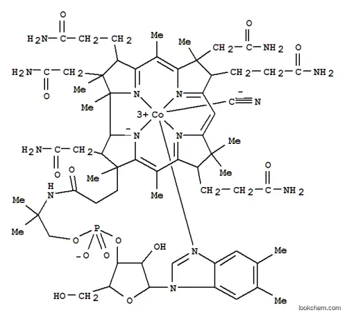 Molecular Structure of 13408-80-5 (Cobyrinamide,Co-(cyano-kC)-Nf-(2-hydroxy-1,1-dimethylethyl)-,f-(dihydrogen phosphate), inner salt, 3'-ester with (5,6-dimethyl-1-a-D-ribofuranosyl-1H-benzimidazole-kN3) (9CI))