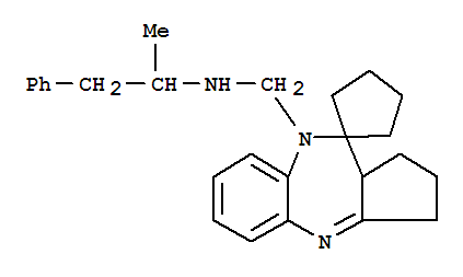 Molecular Structure of 135264-69-6 (Spiro[benzo[b]cyclopenta[e][1,4]diazepine-10(9H),1'-cyclopentane]-9-methanamine,1,2,3,10a-tetrahydro-N-(1-methyl-2-phenylethyl)-)