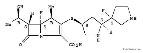Molecular Structure of 138126-04-2 (1-Azabicyclo[3.2.0]hept-2-ene-2-carboxylicacid,3-[(2S,3'S,4S)-[2,3'-bipyrrolidin]-4-ylthio]-6-[(1R)-1-hydroxyethyl]-4-methyl-7-oxo-,(4R,5S,6S)-)