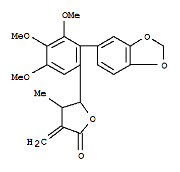 Molecular Structure of 139006-79-4 (2(3H)-Furanone,5-[2-(1,3-benzodioxol-5-yl)-3,4,5-trimethoxyphenyl]dihydro-4-methyl-3-methylene-,stereoisomer)