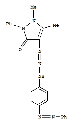 Molecular Structure of 140374-67-0 (3H-Pyrazol-3-one,1,2-dihydro-1,5-dimethyl-2-phenyl-4-[3-[4-(phenylazo)phenyl]-1-triazenyl]-(9CI))