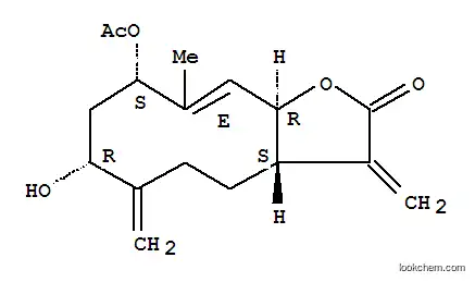 Molecular Structure of 153753-45-8 (Cyclodeca[b]furan-2(3H)-one,9-(acetyloxy)-3a,4,5,6,7,8,9,11a-octahydro-7-hydroxy-10-methyl-3,6-bis(methylene)-,(3aS,7R,9S,10E,11aR)-)