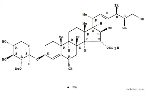 Molecular Structure of 156398-64-0 (Stigmasta-4,22-diene-6,8,15,16,26-pentol,3-[(2-O-methyl-b-D-xylopyranosyl)oxy]-,15-(hydrogen sulfate), monosodium salt, (3b,6b,15a,16b,22E,25S)- (9CI))
