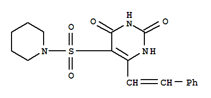 2,4(1H,3H)-Pyrimidinedione,6-(2-phenylethenyl)-5-(1-piperidinylsulfonyl)- cas  16290-67-8